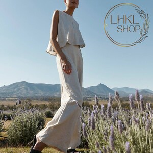 SLEEVELESS LADDER LACE TRIM LINEN CROP TOP