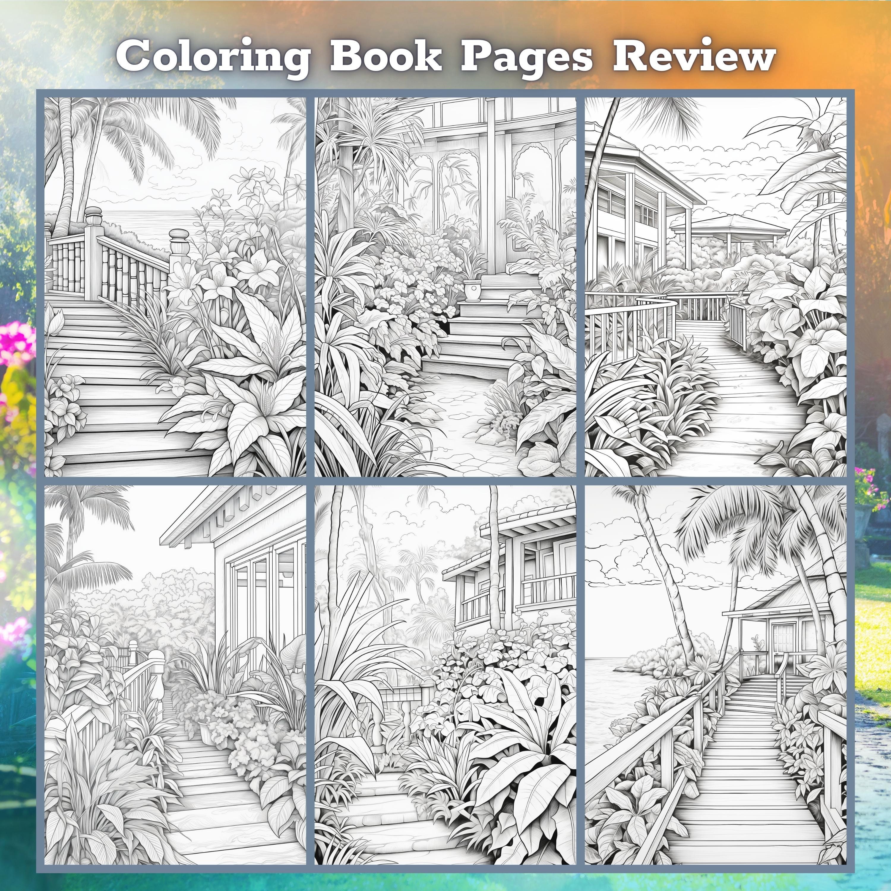 Secret Garden Coloring Book, Adults Kids Instant Download, 50 Grayscale