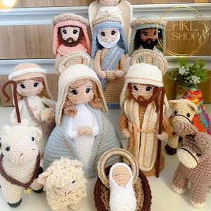 Muñeca de Ganchillo de Natividad, Conjunto de Ganchillo de la Sagrada Familia, Belén Amigurumi, Ganchillo de María y José, Ganchillo de Navidad, Muñeca de Ganchillo del Niño Jesús imagen 1