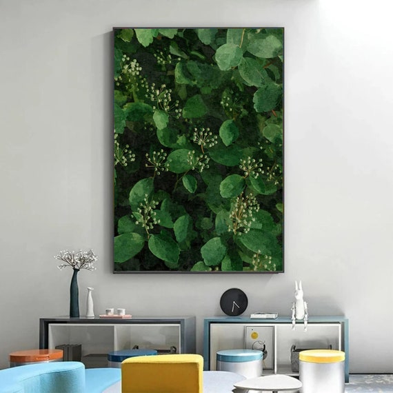 Large Abstract Green Leaf Oil Painting on Canvas Tropical Etsy