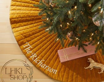Gonna per albero in lino, gonna per albero trapuntata, gonna per albero personalizzata, gonna per albero natalizia, decorazioni natalizie, decorazioni per la casa, decorazioni rustiche, decorazioni per albero di Natale