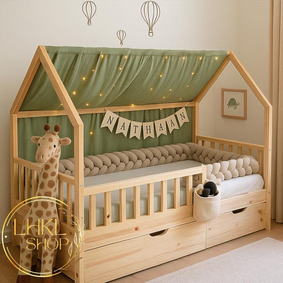 Linen Bed Canopy, Bed Canopy Tent, Canopy Bed, Bed Curtains, Montessori Bed Canopy, House Bed Curtains, Play House Tent, Floor Bed Canopy