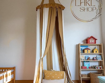 Linen Hanging Canopy, Cozy Nursery Canopy Baldachin, Baby Crib Cover, Kid Bed Canopy, Reading Nook Canopy, Bed Canopy, Bed Tent, Crib Canopy