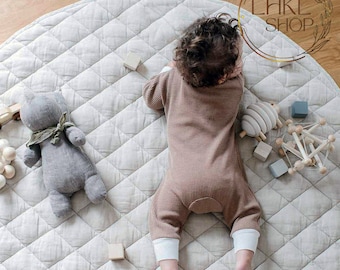 Montessori Play Mat, Natural Linen Play Mat, Quilted Playing Rug, Baby Floor Mat, Baby Activity Mat, Nursery Mat, Baby Blanket, Nursery Rug