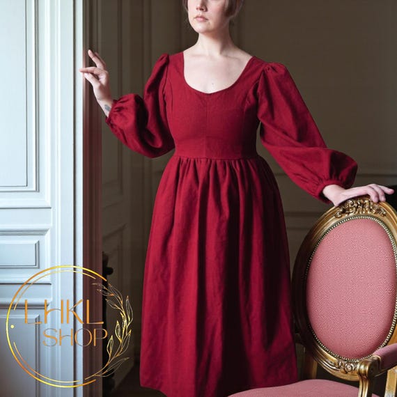 Long Sleeves Midi Dress, Round Neck Linen Dress, Winter Fall Clothing, Vintage Boho Flowy Dress, Cottagecore Dress, Custom Dress,1980s Dress - Etsy Israel Long Sleeves Midi Dress, Round Neck Linen Dress, Winter Fall Clothing, Vintage Boho Flowy Dress, Cottagecore Dress, Custom Dress,1980s Dress - Etsy Israel