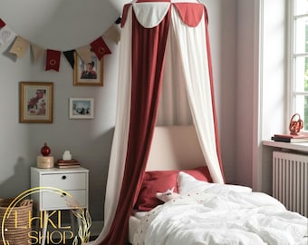 Baby Hanging Canopy, Kid Bed Canopy, Bed Baldachin, Montessori Bed Canopy, Bed Curtain, Striped Bed Canopy, Play Tent Play House Circus Tent