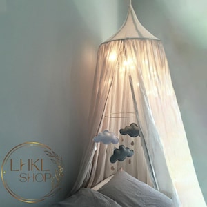 Linen Crib Canopy, Nursery Canopy, Baldachin Canopy, Bed Curtain, Hanging Canopy, Kidroom Decor, Reading Nook, Play Tent,Tulle Princess Tent