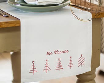 Embroider Linen Table Runner, Christmas Table Runner, New Home, Farmhouse, Holiday Table Runner, Personalized Table Runner, Christmas Decor