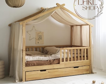 Linen Bed Canopy, Montessori Canopy, Floor Bed Canopy, Playhouse Canopy, Kid Bed Canopy, Linen Play Tent, Custom Bed Canopy, Bed Curtains