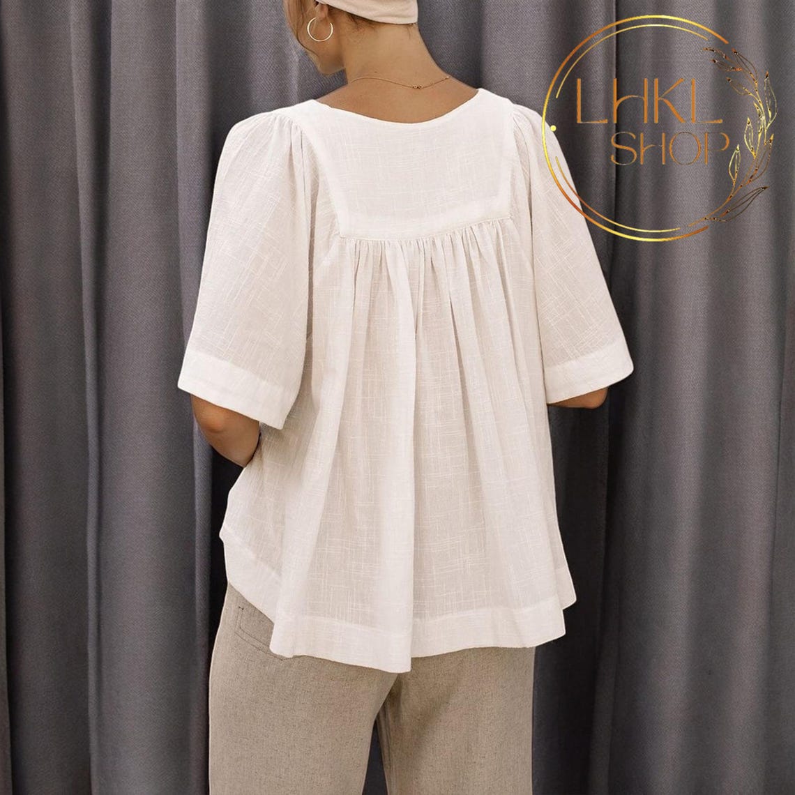 Women Loose Linen Top, Summer Women Shirt, V Neck Top, Summer Linen ...
