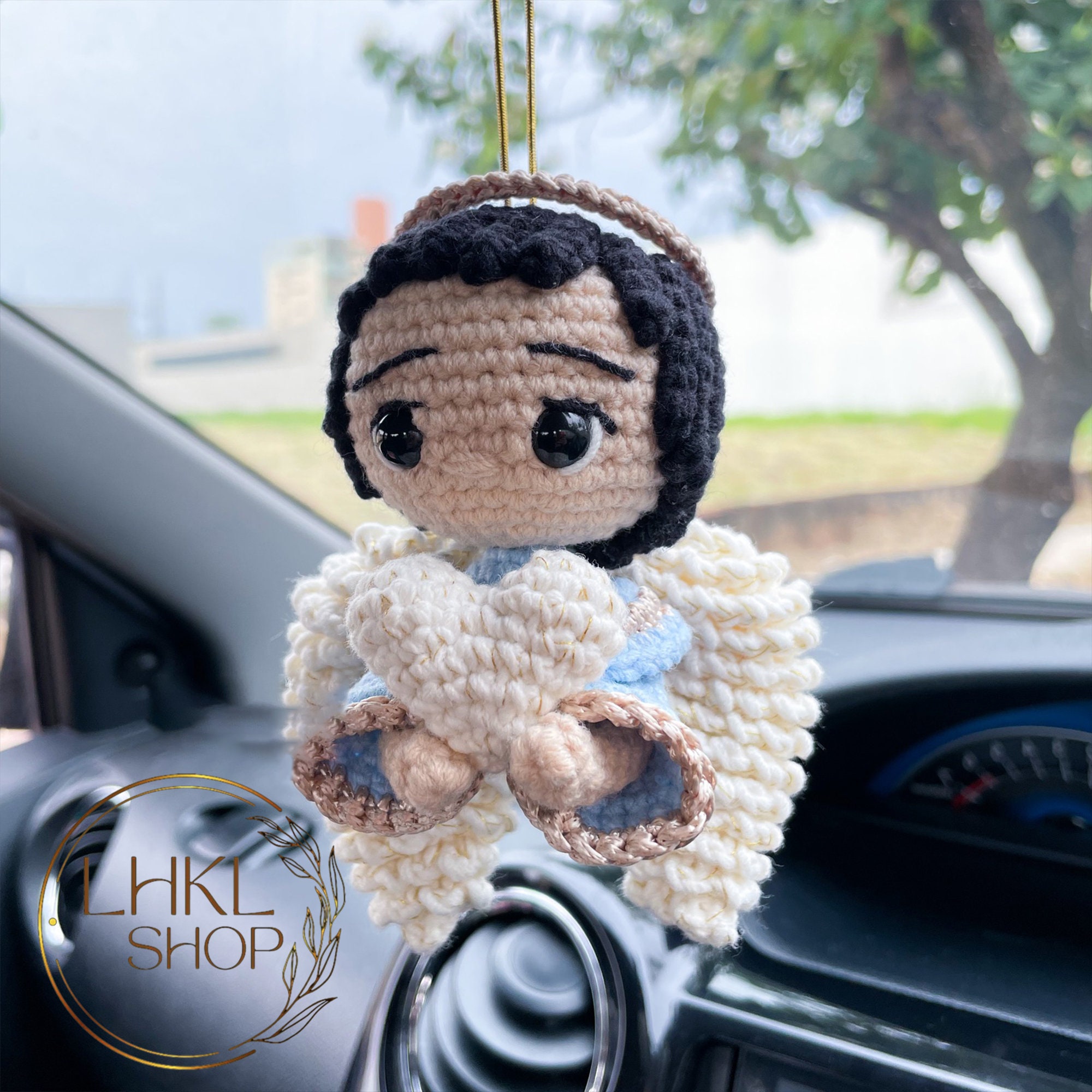Jesus Car Hanging Crochet, Jesus Amigurumi, Jesus Car Charm, Angel