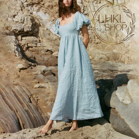 Puffy Linen Dress, Romantic Linen Dress, Women Maxi Dress, Long Linen Dress, Elegant Dress, Summer Beach Dress, Bridesmaid Dress,loose Dress - Etsy Puffy Linen Dress, Romantic Linen Dress, Women Maxi Dress, Long Linen Dress, Elegant Dress, Summer Beach Dress, Bridesmaid Dress,loose Dress - Etsy