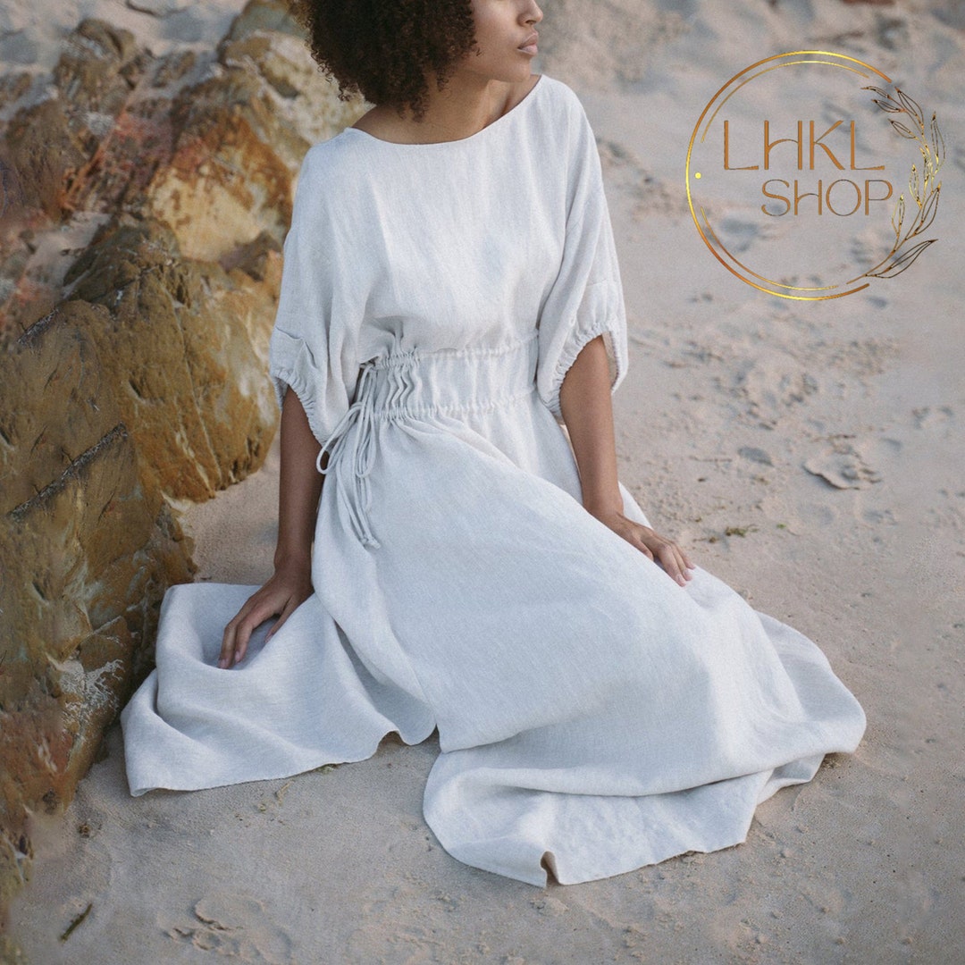 Buy Long Linen Dress, Long Sleeves Dress, Summer Maxi Dress, Midi