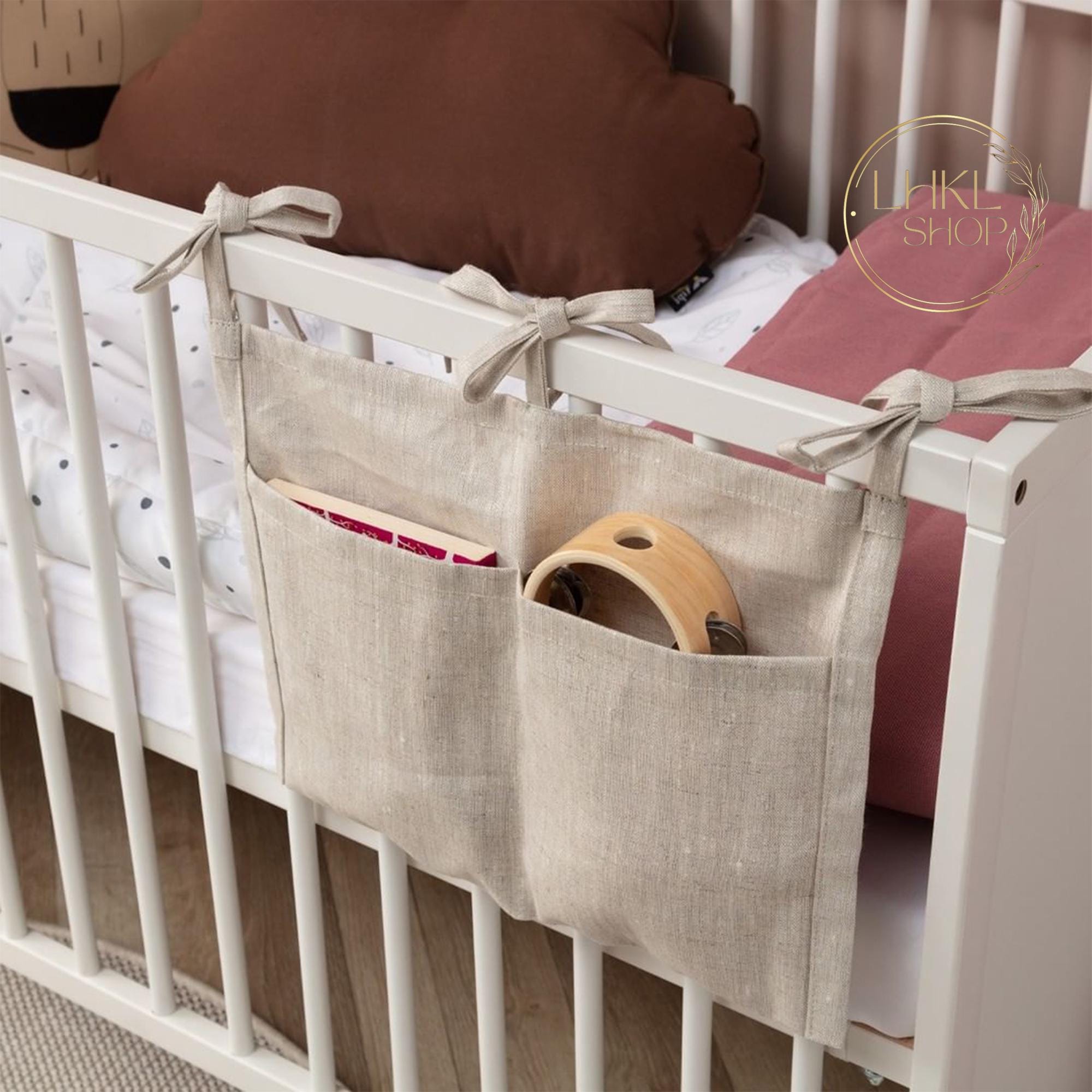 Sac De Rangement De Chevet Pour Bébé | Organiseur De Sac à Langer Pour Berceau – Accessoires De Berceau Peu Encombrants Pour Jouets, Livres, Bouteilles De Lait, Mouchoirs, Lingettes