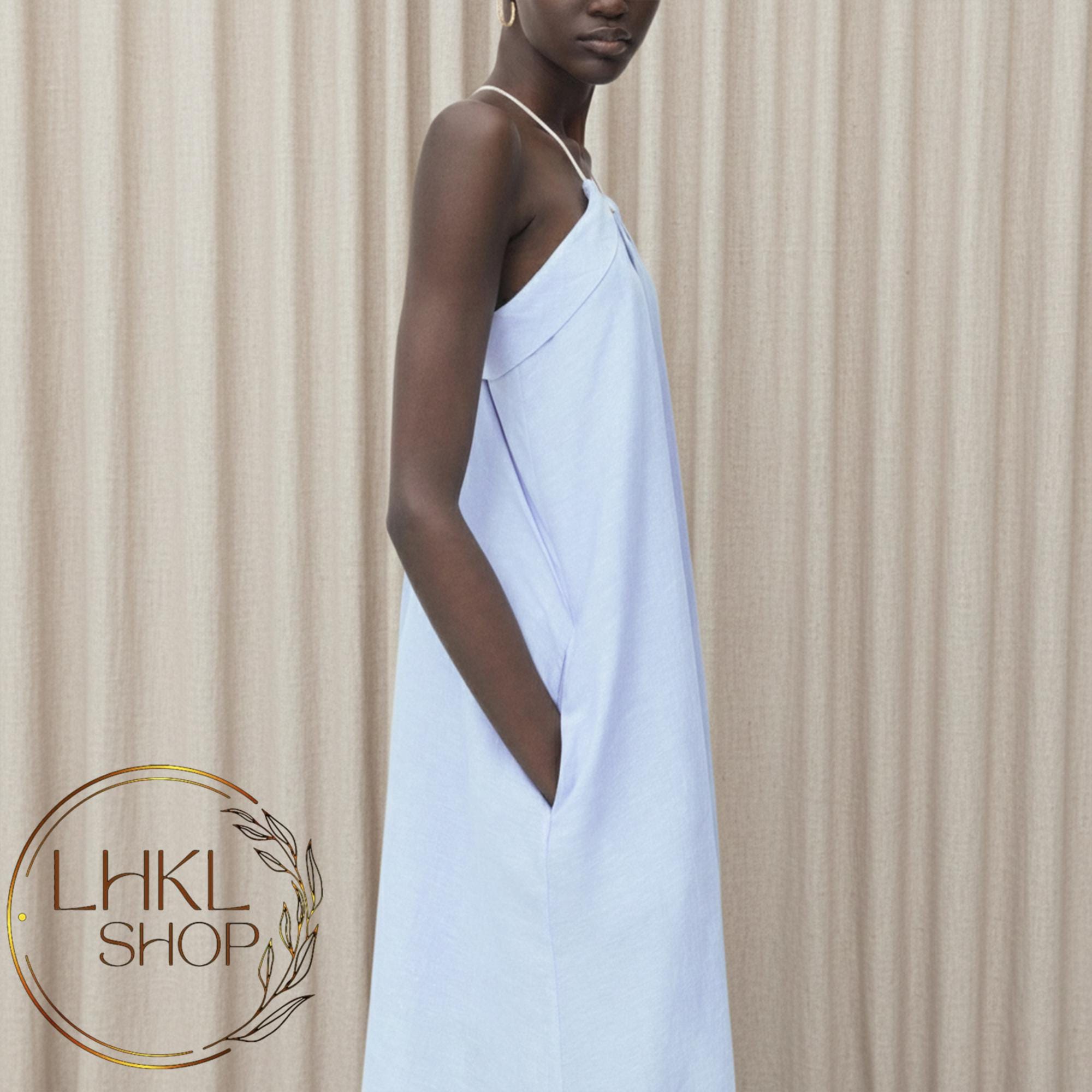 Linen Halter Dress, Wedding Guest Dress, Custom Dress, Sleeveless Linen Halter Dress, Wedding Guest Dress, Custom Dress, Sleeveless