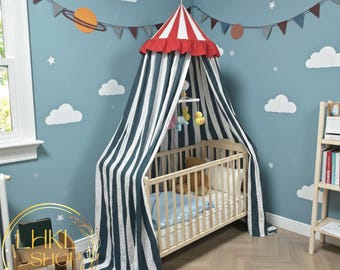 Circus Canopy Crib, Circus Tent, Play Canopy, Linen Bed Canopy, Nursery Tent, Reading Nook Canopy, Bed Canopy Baldachin, Nursery Kid Decor