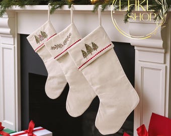 Embroidered Family Christmas Stocking, Xmas Stockings With Name, Holiday Decor Gift, Christmas Family Gifts, Monogram Stocking Ornaments