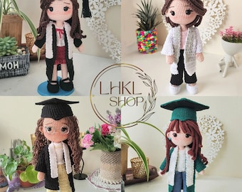 Personalized Graduation Crochet Doll, Grad Doll, Amigurumi Doll, Grad Gift, Customized Gift, Personalized Portrait Plush, College Grad Gifts