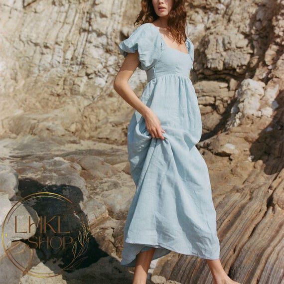 Puffy Linen Dress, Romantic Linen Dress, Women Maxi Dress, Long Linen Dress, Elegant Dress, Summer Beach Dress, Bridesmaid Dress,loose Dress - Etsy Puffy Linen Dress, Romantic Linen Dress, Women Maxi Dress, Long Linen Dress, Elegant Dress, Summer Beach Dress, Bridesmaid Dress,loose Dress - Etsy