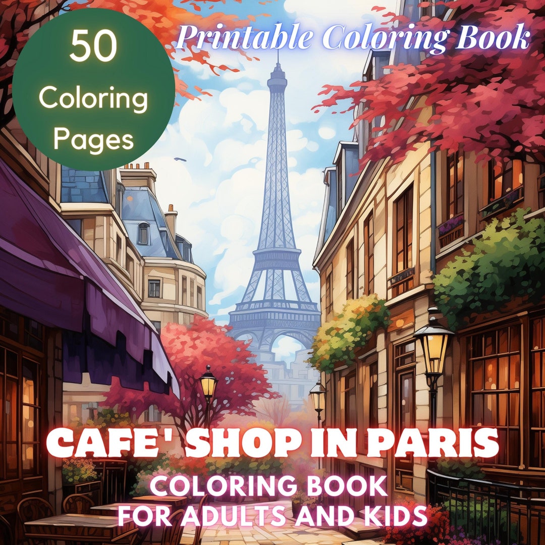Coloring Book Cafe, Cafe' Shop in Paris, Coffee Shop Coloring Pages ...