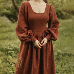 送料関税込★Asceno★タリン リネン マキシドレス ベージュのリネンドレス、長袖のリネンマキシドレス、レディース