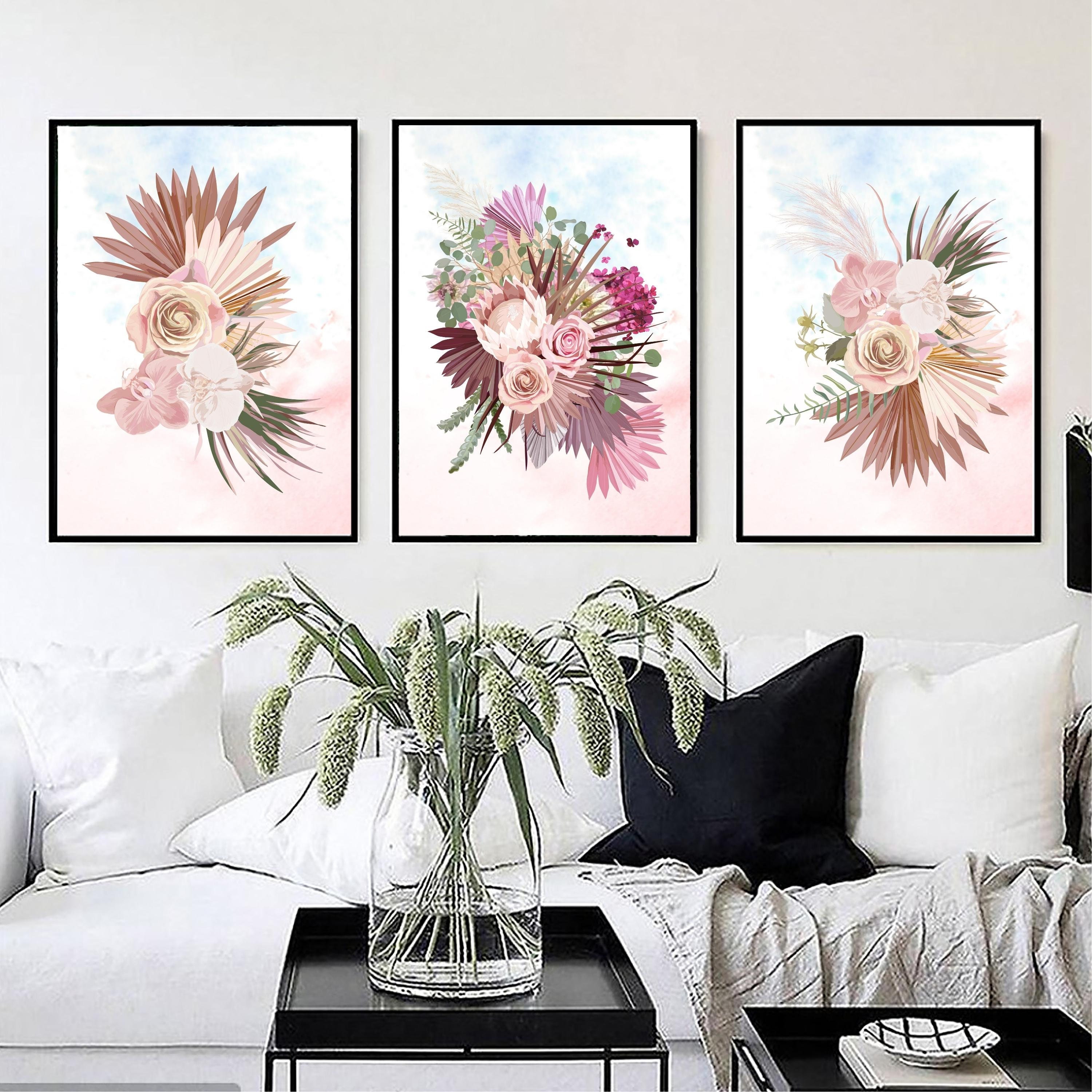 Watercolor Flowers Wall Art Flower Bedroom Wall Decor Set of 3 Flower ...