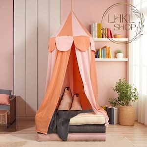 Circus Hanging Linen Canopy, Crib Canopy, Bed Canopy, Kids Canopy, Crib Netting, Reading Nook Decor, Montessori Bed Nursery, Canopy For Kid