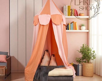 Circus Hanging Linen Canopy, Crib Canopy, Bed Canopy, Kids Canopy, Crib Netting, Reading Nook Decor, Montessori Bed Nursery, Canopy For Kid