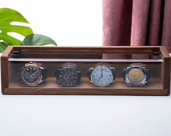 Handmade Walnut Watch Box, Personalized Watch Case, Engraved Watch Boxes, Custom Watch Box for Men, Uniqe Watch Display Case