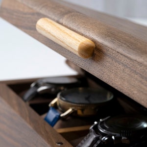 Personalized Walnut Watch Box: Handmade Watch Storage, Engraved Watch Box with Drawer Options