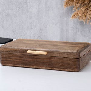 Handgemaakte horlogedoos voor heren, gepersonaliseerde notenhouten horlogedoos, uniek cadeau voor papa, aangepaste horlogedoos met lade (5,8,10 en 12 slots opties)