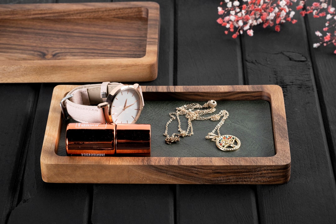 Vanity Tray, Valet Tray, Vanity Tray for Dresser, Walnut Edc Tray