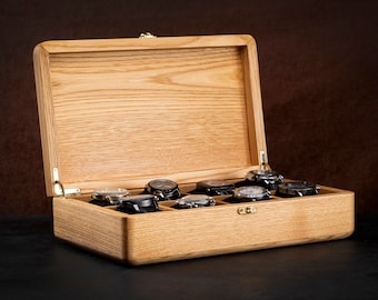 Wood Watch Box, Handmade Mens Watch Box, Personalized Watch Case (8-10 Slots) Engraved Watch Storage (wood or glass lid), Gift for Husband