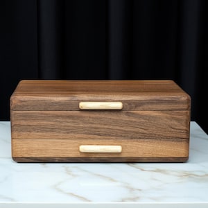 Walnotenhouten horlogedoos met lade, handgemaakte horlogedoos voor heren, 8-10 sleuven horlogedisplay, gepersonaliseerde horlogekast (opties leren voering),