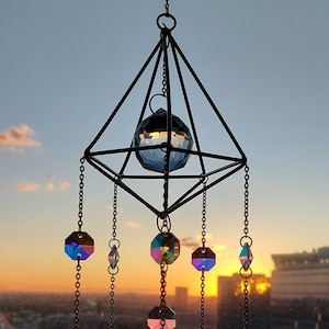 Gift for Best Friend | Suncatcher | Sun catcher | Housewarming | Sun Catcher Star Moon Pendant Amethyst Crescent Light Reflection Charm