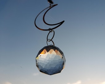Crystal Sun Catchers, Prism Suncatcher Gift, Christmas Gift, Boho Room Decor, Charming Decor, Handmade Gift, Moon suncatcher
