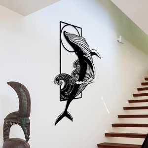 Whale Metal Wall Art, Bathroom Metal Wall Art, Unique Sea Life Wall Decor, Ocean Lovers Birthday Gift, Porch Metal Wall Art, Gift for her