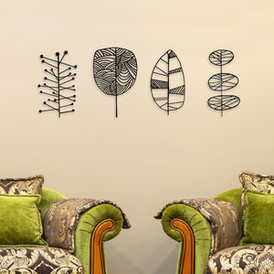 Leaf Metal Line Wall Art, Unique Metal Line Art, Tree Leaves Metal Wall Art, 4 Set of Wall Art, Birth Day Gifts, Gift trends for 2025