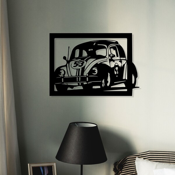 Beetle Metal Wall Art, Car Lovers Unique Metal Wall Decor, Garage Metal Wall Sign, Easy to Hang, Beetle Fans Birthday Gift, Bedroom Wall Art