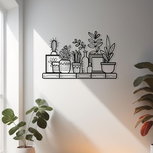 Pot in Flowers Metal Wall Art, New Home Gift, Kitchen Wall Art, Headboard Metal Wall Art, Flower Lovers Birthday Gift, Flower Garden Gift