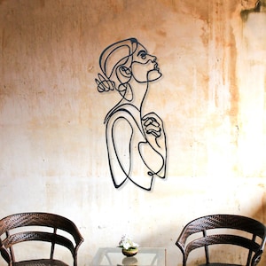 Woman Metal Line Art, Beauty Center Wall Art, Bathroom Metal Line Art, Unique Birthday Gift, Wire Woman Decor, Gift for Her, iconic Wall Art