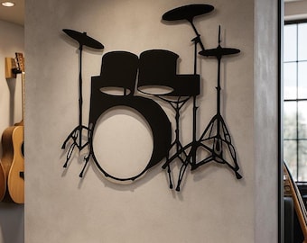 Drum Kit Metal Wall Art: Music Room Decor, Musician Gift