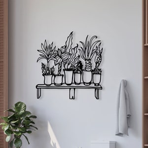 Flowers in Pot Metal Wall Art, Kitchen Metal Wall Decor, Headboard Metal Wall Art, Flower Lovers Unique Birthday Gift, Valentine&#39;s Day Gift