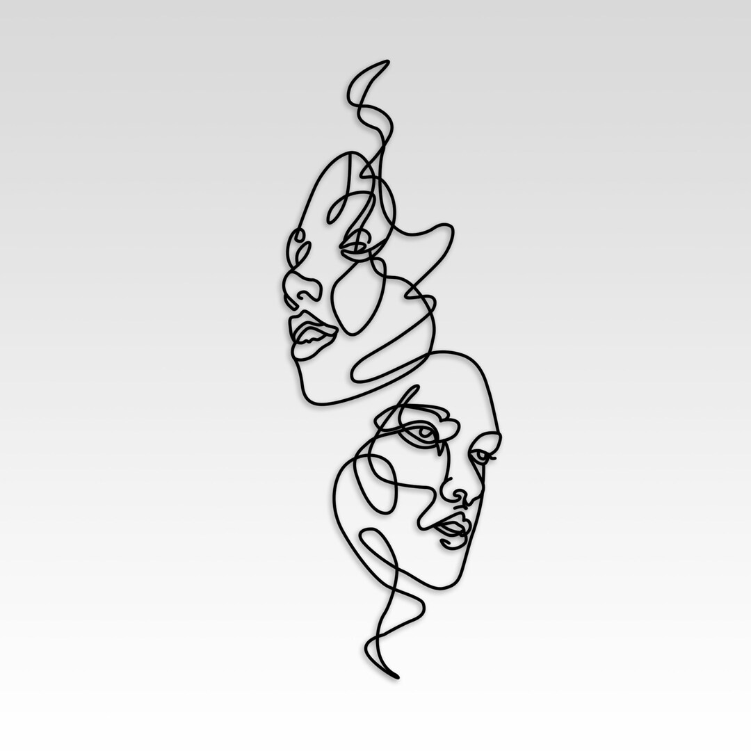 Woman Face Metal Wall Art, Line Art Metal Wall Decor, Unique Birthday