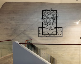 Medusa Metal Line Art: Greek Mythology Wall Decor