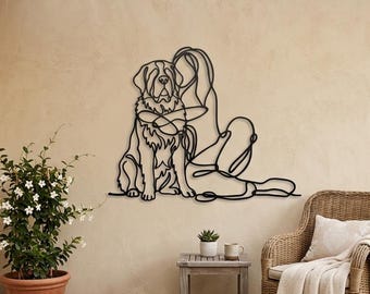 Saint Bernard Woman Metal Wall Art - Dog Lover Keepsake Gift - Beethoven Lover Decor