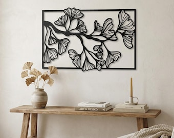 Ginkgo Metal Wall Art - Botanical Wall Decor - Flowers Lower Gift