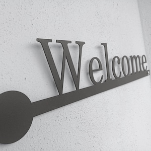 Black Metal Welcome Sign: Modern Porch Wall Art - Etsy