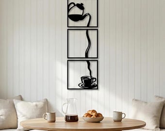 Coffee Pour Metal Wall Art - Modern Kitchen Decor, Coffee Nook