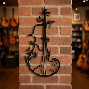 Abstract Metal Violin Wall Art: Modern Music Room Decor image 1
